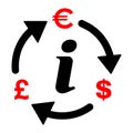 Dollar euro pound money change icon, trade cash information web symbol vector illustration