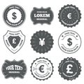 Dollar, Euro, Pound and Yen currency icons Royalty Free Stock Photo