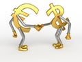 Dollar and euro signs handshake