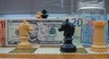 the fight between dollar and euro on the chessboard Royalty Free Stock Photo