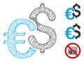 Dollar and Euro Symbols Polygonal Web Vector Mesh Illustration