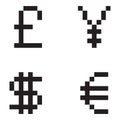 Dollar Euro Yen pound simple symbols