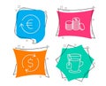 Dollar exchange, Exchange currency and Banking money icons. Tea sign. Banking rates, Cash finance, Glass mug.