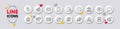 Dollar exchange, Phone wallet and Outsource work line icons. For web app, printing. White buttons 3d icons. Vector