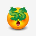 Dollar eyes emoticon, emoji, smiley - vector illustration Royalty Free Stock Photo