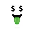 Dollar eyes. Money face with green tongue. 3d stylized vector icon Royalty Free Stock Photo