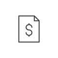 Dollar file document outline icon