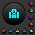 Dollar financial graph dark push buttons with color icons