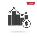 Dollar financial success bar chart graph growing up arrow icon Royalty Free Stock Photo