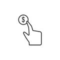 Dollar, finger, gestures icon. Element of corruption icon. Thin line icon on white background