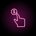 Dollar, finger, gestures neon icon. Simple thin line, outline vector of touch gesture icons for ui and ux, website or mobile