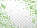 Dollar frame. Banknotes falling on transparent background. Dollars icon explosion. Money in a flat style. Cash sign Royalty Free Stock Photo