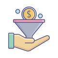 Dollar funnel flat vector icon which can easily modify or edit