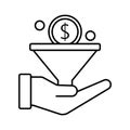Dollar funnel flat vector icon which can easily modify or edit