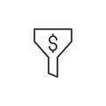 Dollar funnel outline icon