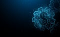 Dollar with gears from lines, triangles and particle style design. Business and Financial system concept Royalty Free Stock Photo