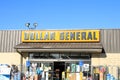 A Dollar General Advertisement sign with blue sky on a colorful day in Kansas Royalty Free Stock Photo