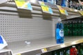Dollar General empty Dish soap isle and empty shelves.