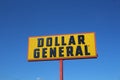 Dollar General Sign Against a Blue Sky