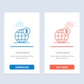 Dollar, Global, Business, Globe, International  Blue and Red Download and Buy Now web Widget Card Template Royalty Free Stock Photo