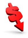Dollar going down Royalty Free Stock Photo