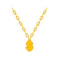 Dollar on gold chain. Rapper necklace. vector illustration Royalty Free Stock Photo