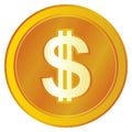 Dollar Gold Coin Sign Vector Royalty Free Stock Photo