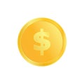 Dollar gold metal gradient coin. Money Coin with gold dollar for ecommerce vector eps10.