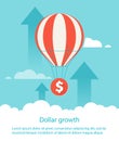 Dollar growth. Balloon lifts up coin