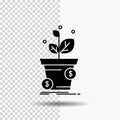 dollar, growth, pot, profit, business Glyph Icon on Transparent Background. Black Icon Royalty Free Stock Photo