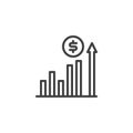 Dollar growth rate line icon