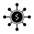 Dollar Half Glyph Style vector icon which can easily modify or edit