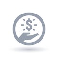 Dollar hand icon. Money success symbol.