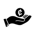 Dollar, hand money, cent icon. Black vector graphics