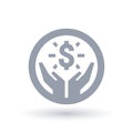 Dollar hands icon. Money success symbol.
