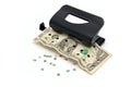 Dollar in the hole punch Royalty Free Stock Photo