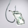 Dollar on hook Royalty Free Stock Photo