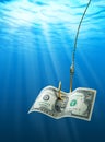 Dollar on the hook Royalty Free Stock Photo
