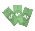 Dollar icon, flat design. Money dollars isolated on white background. Vector illustration, clip art. Royalty Free Stock Photo