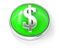 Dollar icon on glossy green round button