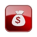 dollar icon glossy red. Royalty Free Stock Photo