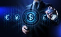 Dollar icon on screen. Currency trading rate Forex Business concept. Royalty Free Stock Photo