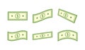 Dollar icon set. Banknotes symbol. Money in a flat style. Cartoon cash sign. Currency collection. Dollar bills. Paper