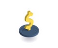 Dollar icon. Vector illustration in flat isometric 3D style Royalty Free Stock Photo