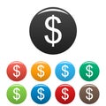 Dollar icons set vector Royalty Free Stock Photo