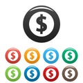 Dollar icons set vector Royalty Free Stock Photo