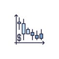 Dollar Inflation on Falling Candlestick Chart vector concept colored icon Royalty Free Stock Photo