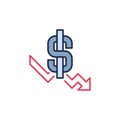 Dollar Inflation or Hyperinflation vector concept colored icon
