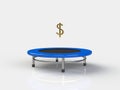 Dollar Jumping on a trampoline on a white background Royalty Free Stock Photo