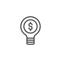 Dollar light bulb outline icon